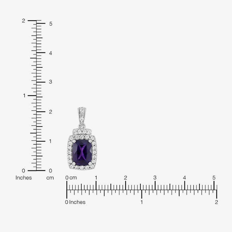 Limited Quantities! Womens Genuine Purple Amethyst Sterling Silver Cushion 18 Inch Pendant Necklace