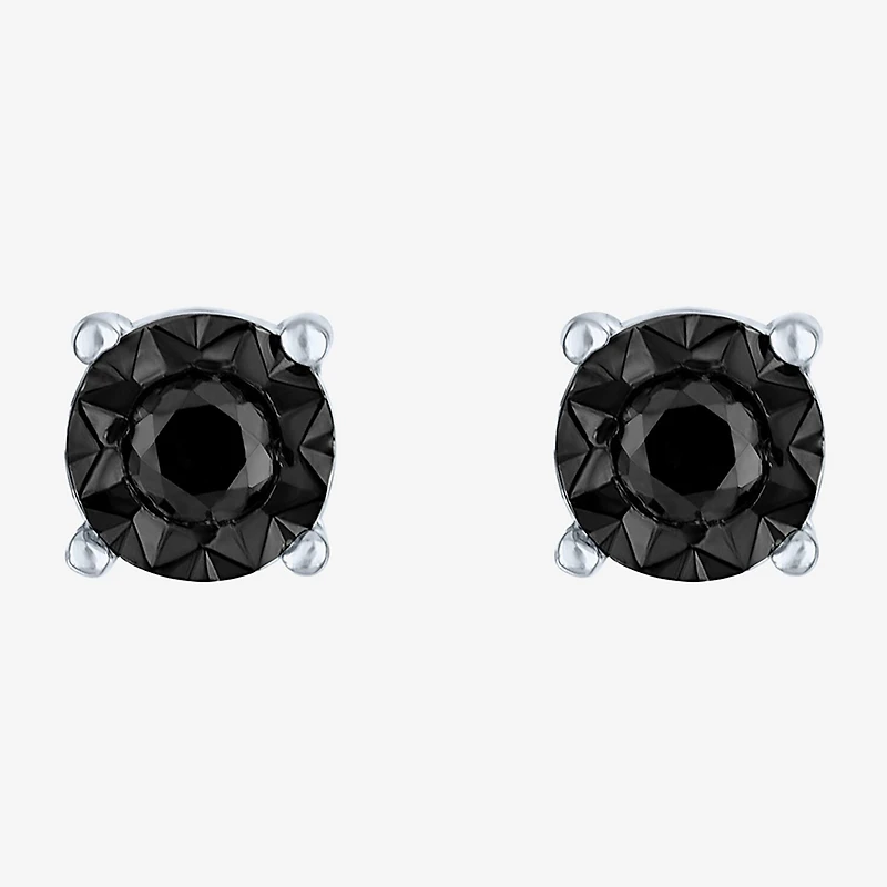 1/4 CT. T.W. Natural Black Diamond Sterling Silver Round Stud Earrings