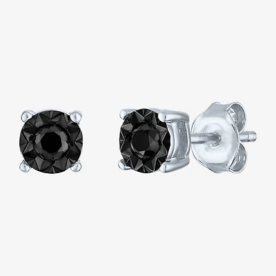 1/4 CT. T.W. Natural Black Diamond Sterling Silver Round Stud Earrings
