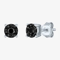 1/4 CT. T.W. Natural Black Diamond Sterling Silver Round Stud Earrings