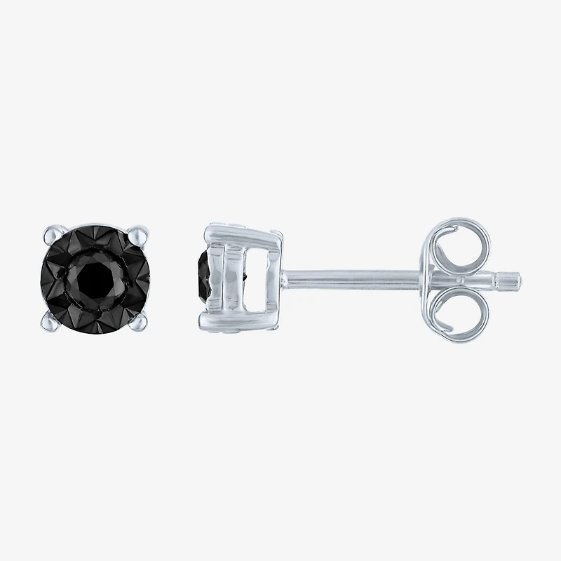 1/4 CT. T.W. Natural Black Diamond Sterling Silver Round Stud Earrings