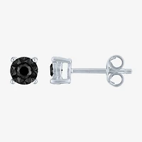 1/4 CT. T.W. Natural Black Diamond Sterling Silver Round Stud Earrings