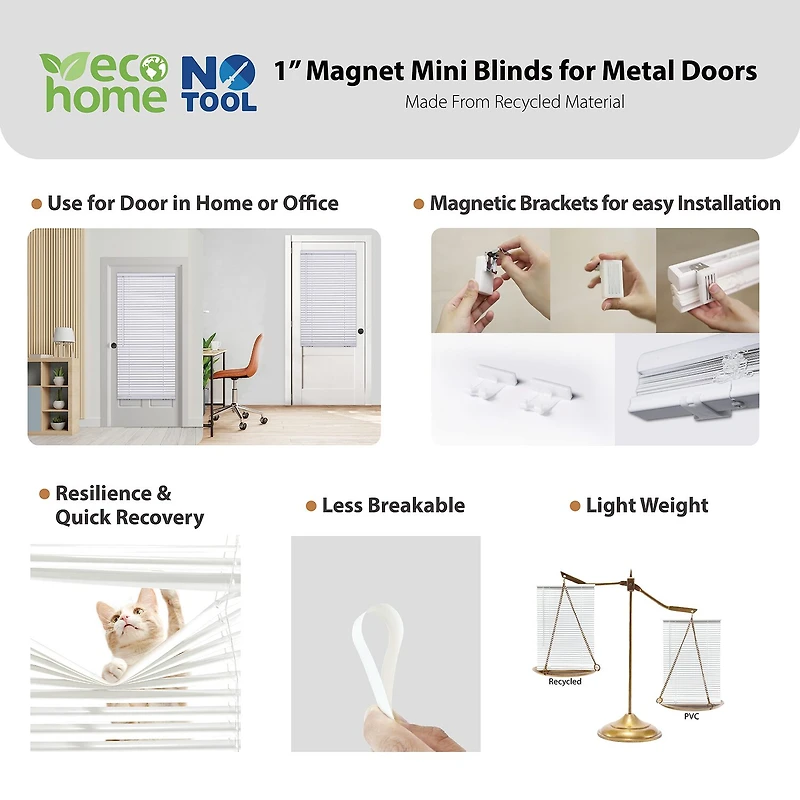 Eco Estates Magnetic 1" Room Darkening Cordless Mini Blind