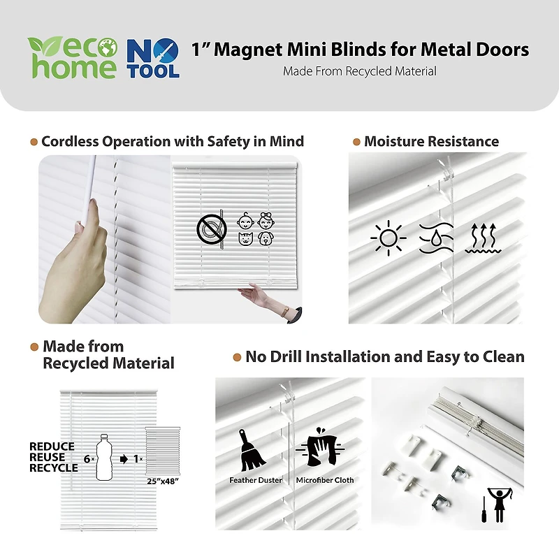 Eco Estates Magnetic 1" Room Darkening Cordless Mini Blind