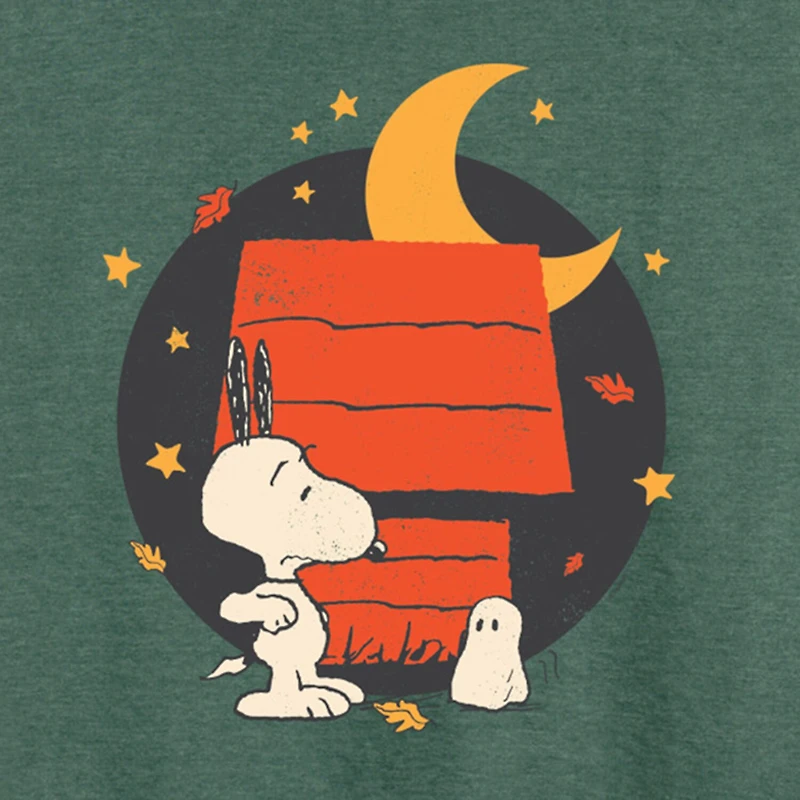 Snoopy Ghost Retro Womens Round Neck Long Sleeve Regular Fit Graphic T-Shirt
