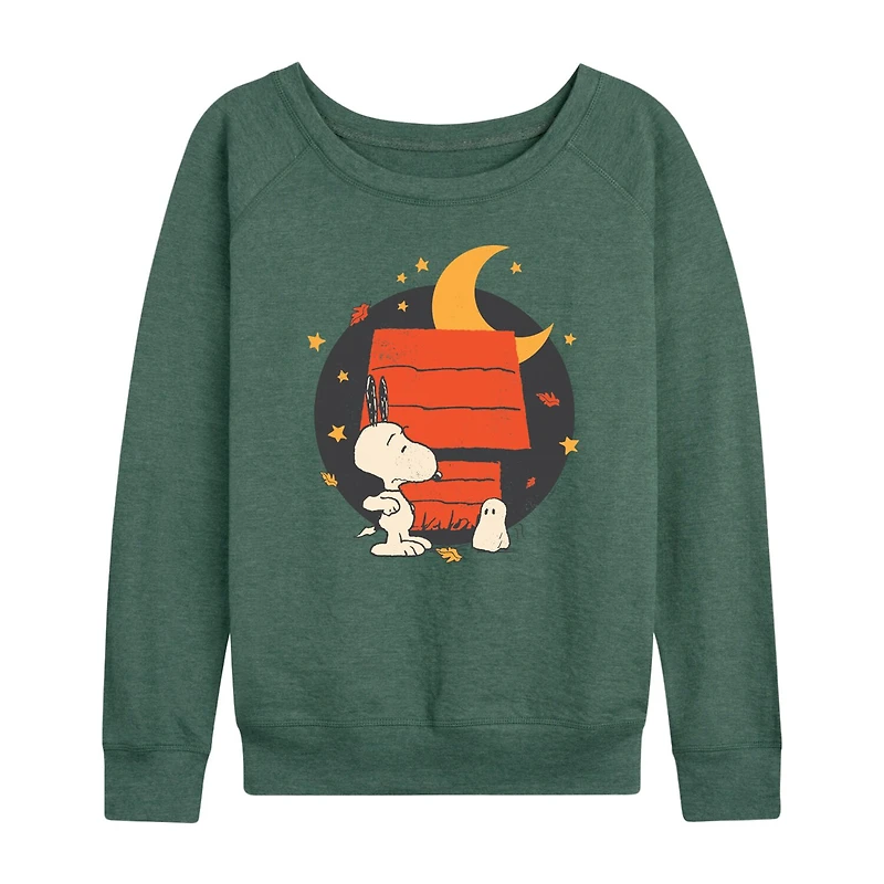 Snoopy Ghost Retro Womens Round Neck Long Sleeve Regular Fit Graphic T-Shirt