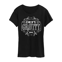 Defy Gravity Womens Crew Neck Short Sleeve Regular Fit Wicked Graphic T-Shirt
