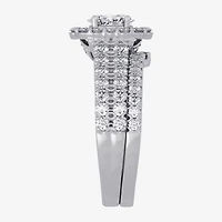 Signature By Modern Bride (H-I / Si1-Si2) Womens / CT. T.W. Lab Grown White Diamond 10K Gold Oval Side Stone Halo Bridal Set