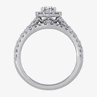 Signature By Modern Bride (H-I / Si1-Si2) Womens /2 CT. T.W. Lab Grown White Diamond 10K Gold Pear Side Stone Halo Bridal Set