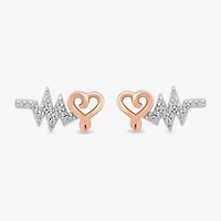 Hallmark Diamonds 1/10 CT. T.W. Natural White Diamond 14K Rose Gold Over Silver Sterling Silver 14.2mm Heart Stud Earrings