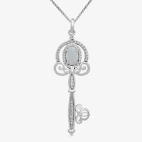 Enchanted Disney Fine Jewelry Womens 1/6 CT. T.W. Lab Created White Opal Sterling Silver Keys 18 Inch Pendant Necklace