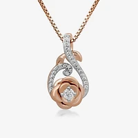 Womens 1/10 CT. T.W. Natural White Diamond 14K Rose Gold Over Silver Sterling Silver Flower Infinity 18 Inch Pendant Necklace