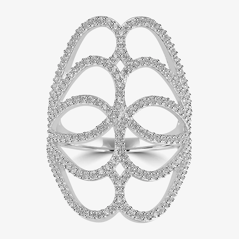 Diamonart Womens Cubic Zirconia Sterling Silver Cocktail Ring