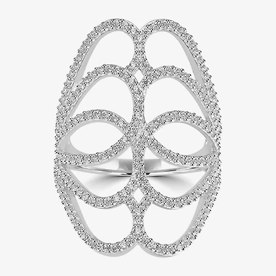 Diamonart Womens Cubic Zirconia Sterling Silver Cocktail Ring