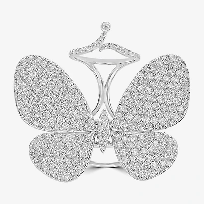 Diamonart Womens Cubic Zirconia Sterling Silver Butterfly Cocktail Ring