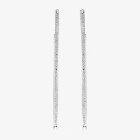 Diamonart Womens Cubic Zirconia Sterling Silver 45mm Curved Hoop Earrings