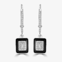 Diamonart Womens Cubic Zirconia Sterling Silver Square Drop Earrings
