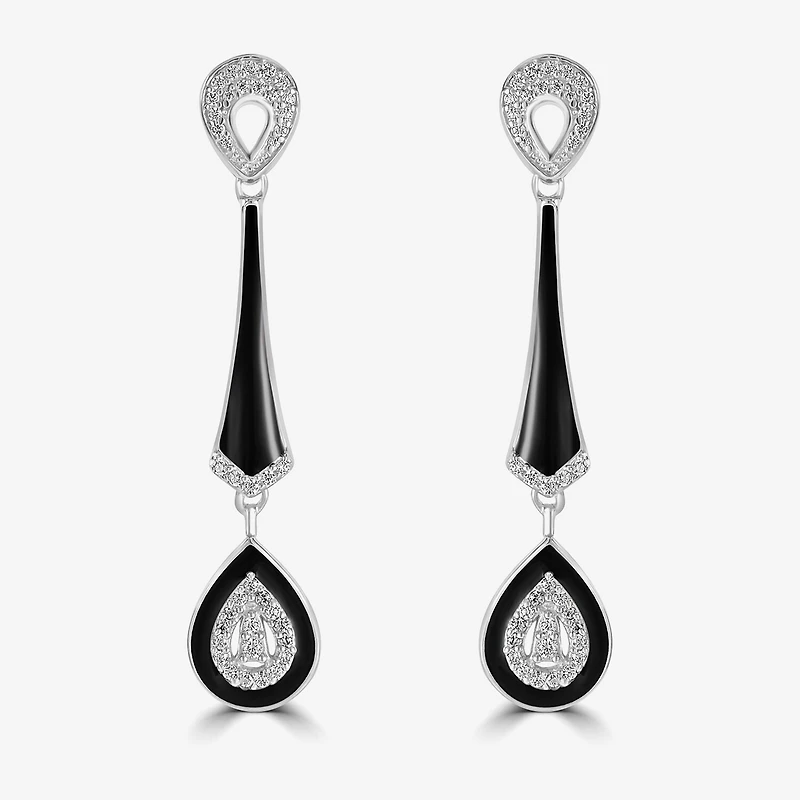 Diamonart Womens Cubic Zirconia Sterling Silver Pear Drop Earrings