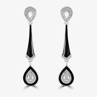 Diamonart Womens Cubic Zirconia Sterling Silver Pear Drop Earrings