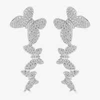 Diamonart Womens 1 1/2 CT. T.W. Cubic Zirconia Sterling Silver Butterfly Ear Climbers