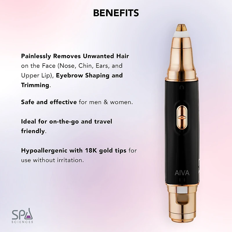 Spa Sciences Aiva Epilator – Facial Hair Remover & Eyebrow Trimmer
