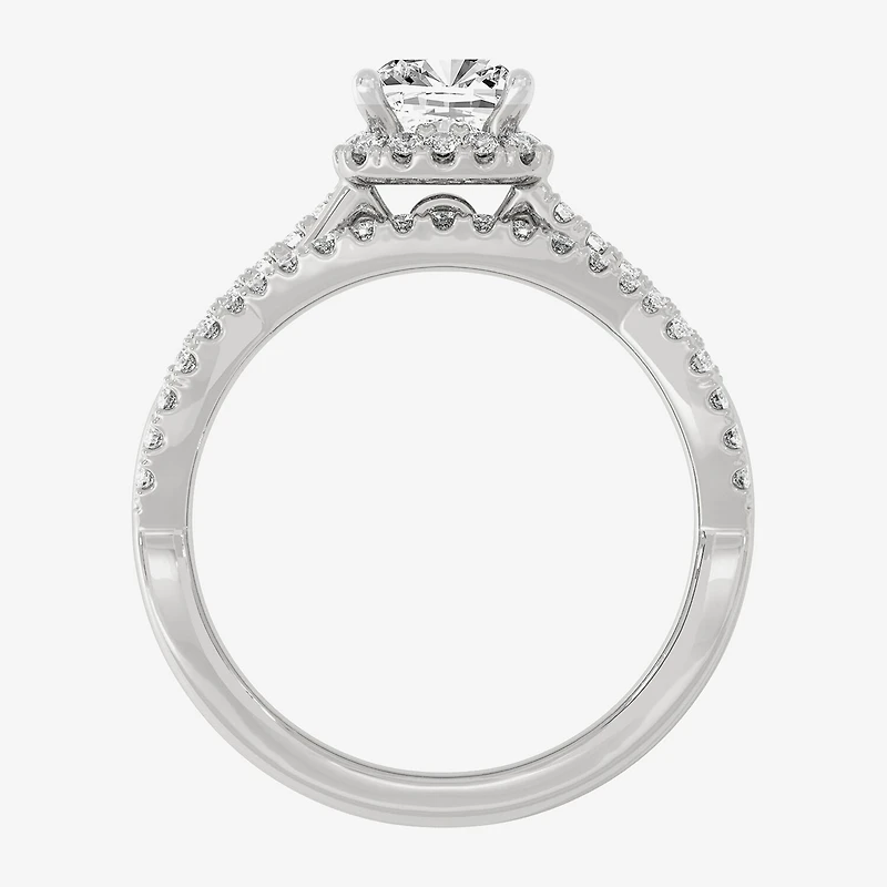 Signature By Modern Bride (H-I / Si1-Si2) Womens 1 1/5 CT. T.W. Lab Grown White Diamond 10K Gold Side Stone Halo Bridal Set