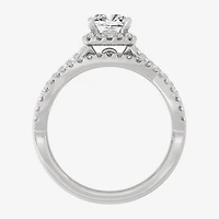 Signature By Modern Bride (H-I / Si1-Si2) Womens 1 1/5 CT. T.W. Lab Grown White Diamond 10K Gold Side Stone Halo Bridal Set