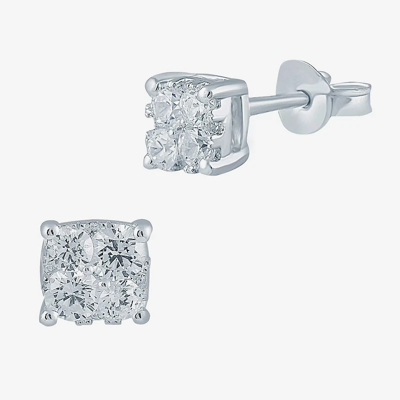 1/2 CT. T.W. Natural White Diamond Sterling Silver 5.1mm Stud Earrings