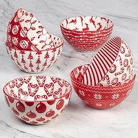 Certified International Peppermint Candy 6-pc. Porcelain Ice Cream Bowl