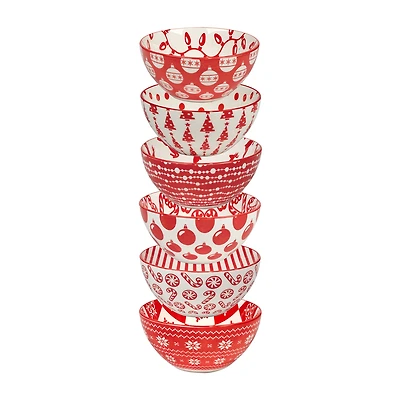 Certified International Peppermint Candy 6-pc. Porcelain Ice Cream Bowl