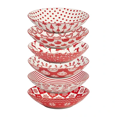 Certified International Peppermint Candy 6-pc. Porcelain Soup Bowl