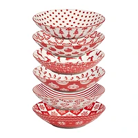 Certified International Peppermint Candy 6-pc. Porcelain Soup Bowl
