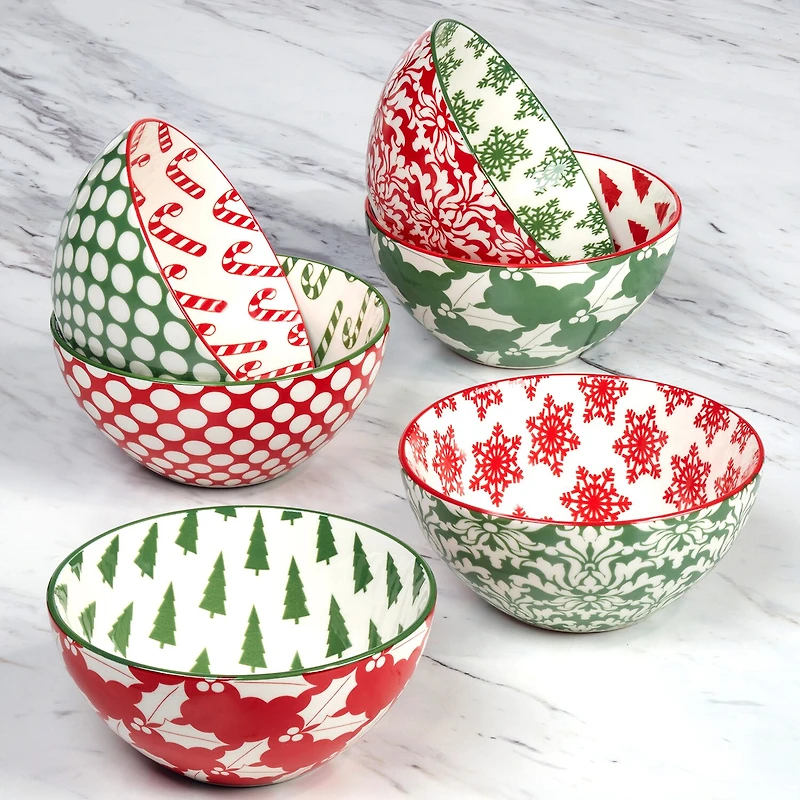 Certified International Winter Medley 6-pc. Porcelain Ice Cream Bowl