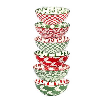 Certified International Winter Medley 6-pc. Porcelain Ice Cream Bowl