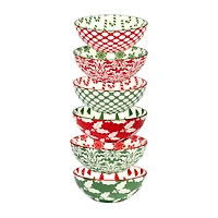 Certified International Winter Medley 6-pc. Porcelain Ice Cream Bowl