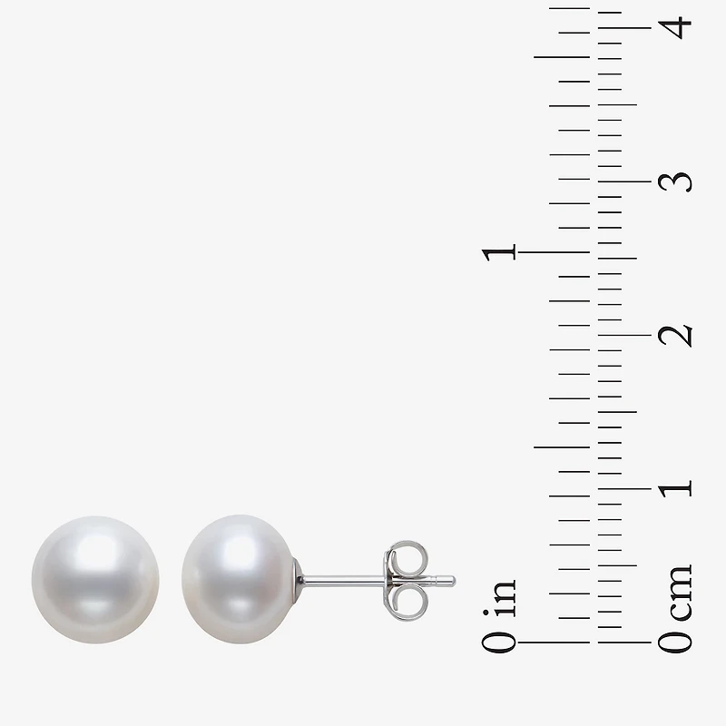White Cultured Freshwater Pearl Sterling Silver Stud Earrings