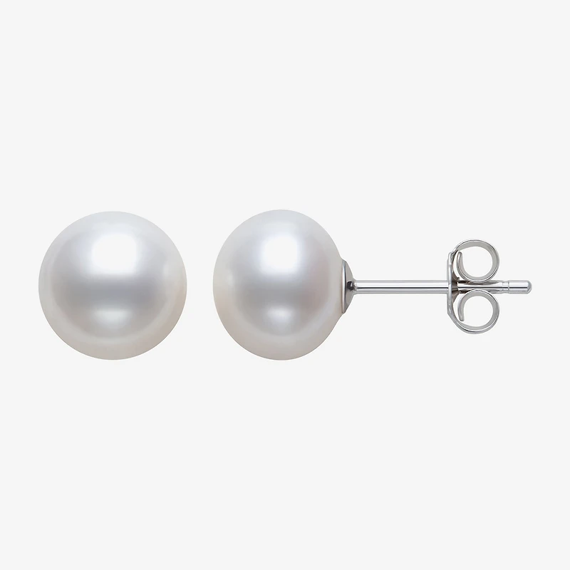White Cultured Freshwater Pearl Sterling Silver Stud Earrings