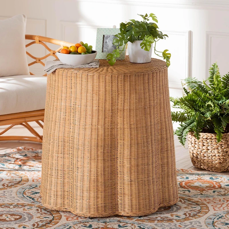 Palm Rattan End Table
