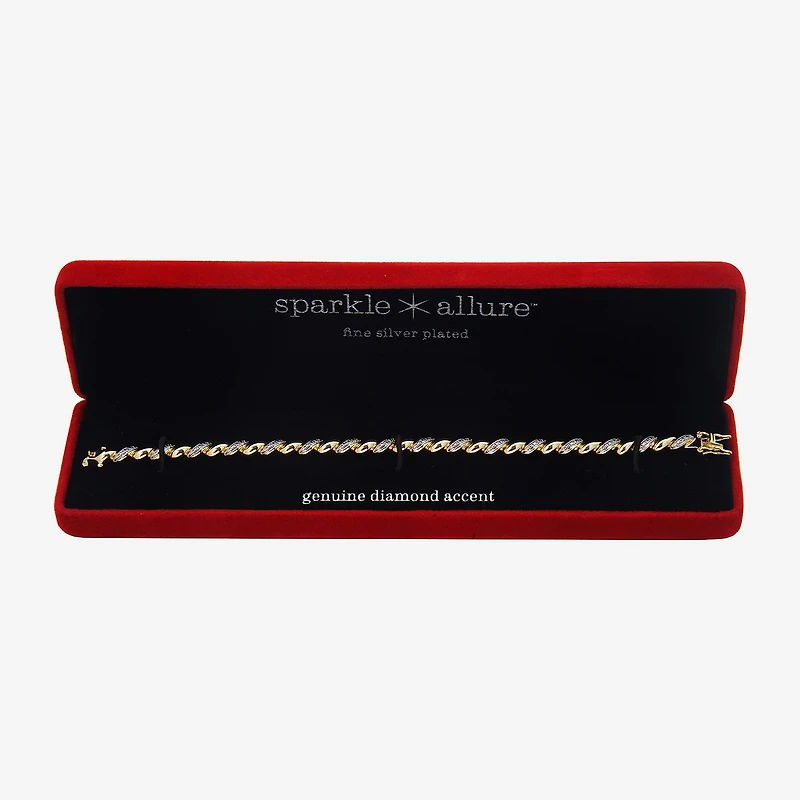 Sparkle Allure Womens Natural White Diamond Accent 7.25 Inch Tennis Bracelet