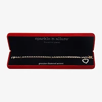 Sparkle Allure Womens Natural White Diamond Accent Heart 7.25 Inch Tennis Bracelet