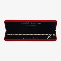 Sparkle Allure Womens Natural White Diamond Accent Cross 7.25 Inch Tennis Bracelet