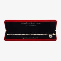 Sparkle Allure Mom Womens Natural White Diamond Accent Heart 7.25 Inch Tennis Bracelet