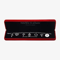 Sparkle Allure Womens Natural White Diamond Accent Pure Silver Over Bronze Angel Cross Heart Charm Bracelet