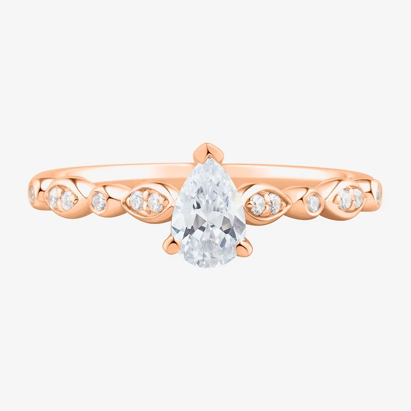 Limited Quantities! Womens 1/2 CT. T.W. Natural White Diamond 14K Gold Pear Side Stone Engagement Ring