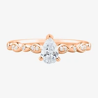 Limited Quantities! Womens 1/2 CT. T.W. Natural White Diamond 14K Gold Pear Side Stone Engagement Ring