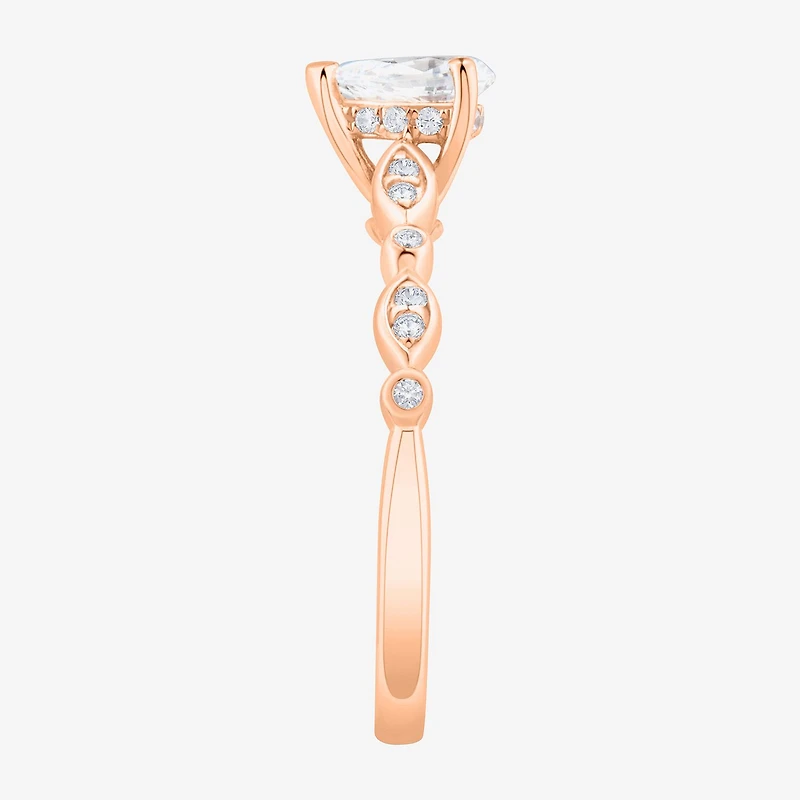 Limited Quantities! Womens 1/2 CT. T.W. Natural White Diamond 14K Gold Pear Side Stone Engagement Ring