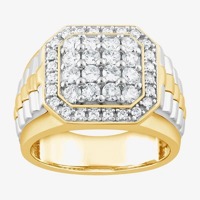(F,Si2) Mens 1 1/2 CT. T.W. Lab Grown Diamond 10K Two Tone Gold Fashion Ring
