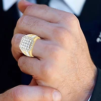 (F,Si2) Mens 1 1/2 CT. T.W. Lab Grown Diamond 10K Two Tone Gold Fashion Ring