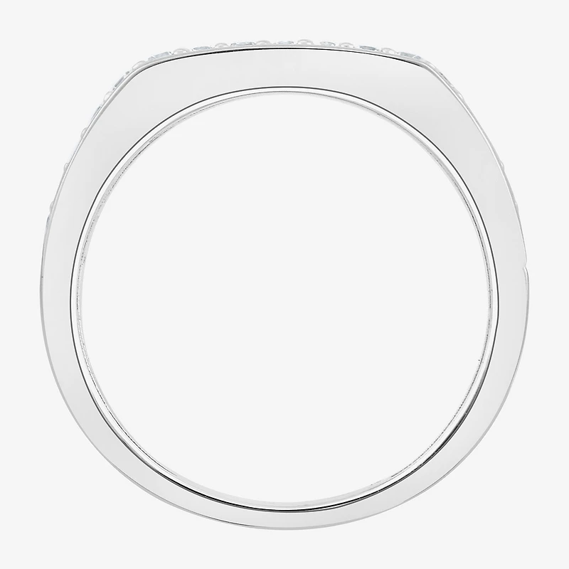 (F,Si2) Mens 1/2 CT. T.W. Lab Grown White Diamond Sterling Silver Fashion Ring