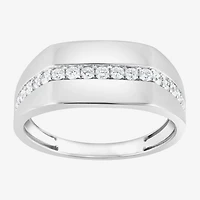 (F,Si2) Mens 1/2 CT. T.W. Lab Grown White Diamond Sterling Silver Fashion Ring